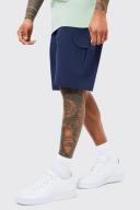 Mens Navy Relaxed Fixed Waist Ripstop Cargo Short