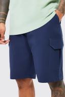 Mens Navy Relaxed Fixed Waist Ripstop Cargo Short