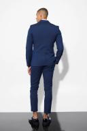 Mens Navy Skinny Cropped Suit Trousers
