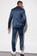 Mens Navy Skinny Satin Suit Jacket