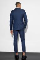 Mens Navy Skinny Single Breasted Pique Suit Jacket