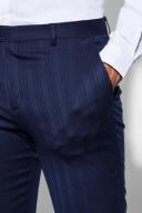 Mens Navy Slim Crop Stripe Suit Trousers