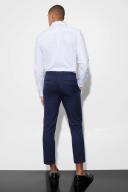 Mens Navy Slim Crop Windowpane Suit Trousers