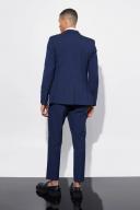 Mens Navy Slim Cropped Suit Trousers