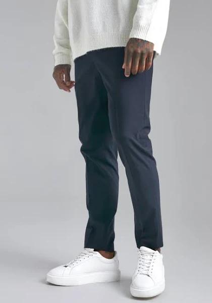 Mens Navy Slim Fit Tailored Trousers