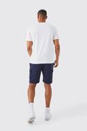 Mens Navy Slim Mid Cargo Jersey Short