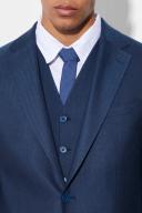 Mens Navy Slim Single Breasted Herringbone Suit Jacket