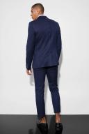 Mens Navy Slim Single Breasted Windowpane Suit Jacket