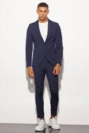 Mens Navy Super Skinny Single Breasted Suit Jacket