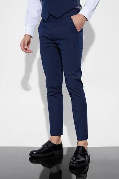 Mens Navy Super Skinny Suit Trousers