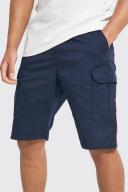 Mens Navy Tall Elastic Waist Cargo Shorts