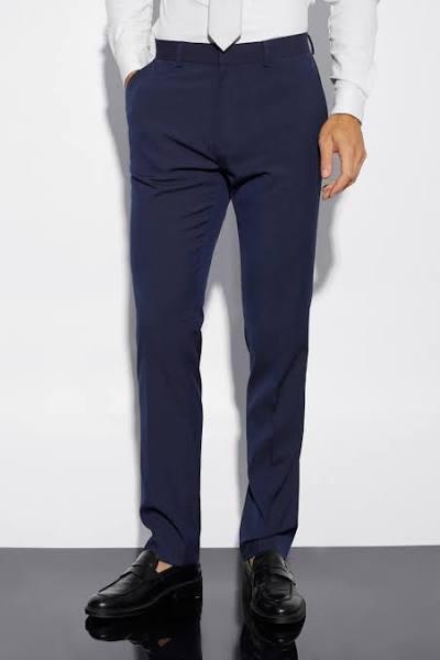 Mens Navy Tall Slim Suit Trousers