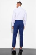 Mens Navy Tapered Check Suit Trousers