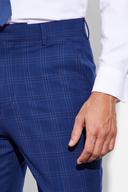 Mens Navy Tapered Check Suit Trousers