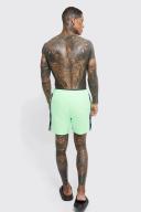 Mens Neon-Green Mid Length Man Tape Swim Shorts