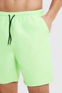 Mens Neon-Green Tall Mid Length Plain Swim Shorts