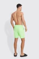 Mens Neon-Green Tall Mid Length Plain Swim Shorts