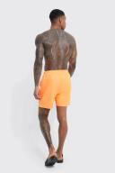 Mens Neon-Orange Man Signature Mid Length Swim Shorts
