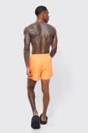 Mens Neon-Orange Man Signature Short Length Swim Shorts