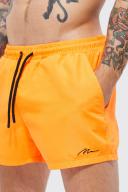 Mens Neon-Orange Man Signature Short Length Swim Shorts