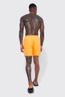 Mens Neon-Orange Mid Length Plain Swim Shorts