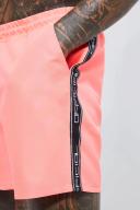 Mens Neon-Pink Mid Length Official Tape Swim Shorts