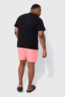 Mens Neon-Pink Plus Man Signature Mid Length Swim Shorts