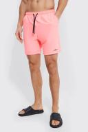 Mens Neon-Pink Tall Man Signature Mid Length Swim Shorts