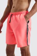Mens Neon-Pink Tall Mid Length Official Tape Swim Shorts