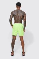 Mens Neon-Yellow Man Signature Mid Length Swim Shorts