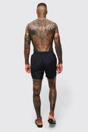 Mens Neon-Yellow Mid Length Man Line Swim Shorts