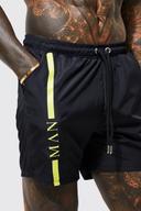 Mens Neon-Yellow Mid Length Man Line Swim Shorts