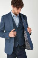 Mens Next Nova Fides Signature Herringbone Wool Blazer - Blue