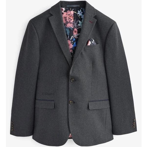 Mens Next Puppytooth Suit: Jacket - Grey