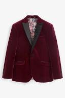 Mens Next Slim Fit Velvet Blazer - Red