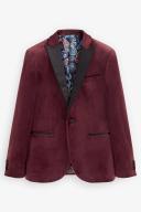Mens Next Slim Fit Velvet Blazer - Red