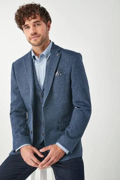 Mens Next Two Button Suit: Jacket - Blue