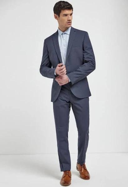 Mens Next Wool Mix Textured Suit: Jacket - Blue