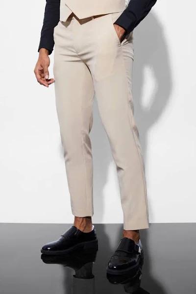 Mens Nude Skinny Crop Suit Trousers