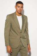 Mens Olive Oversized Boxy Single Breasted Suit Jacket