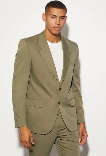 Mens Olive Oversized Boxy Single Breasted Suit Jacket