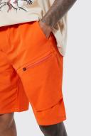 Mens Orange Elastic Comfort Lightweight Stretch Cargo Short