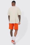 Mens Orange Elastic Comfort Lightweight Stretch Cargo Short