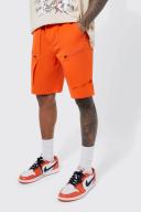 Mens Orange Elastic Comfort Lightweight Stretch Cargo Short