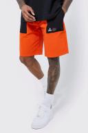 Mens Orange Elastic Relaxed Lightweight Stretch Colour Block Cargo