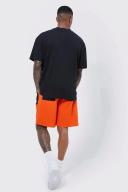 Mens Orange Elastic Relaxed Lightweight Stretch Colour Block Cargo