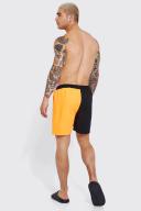 Mens Orange Mid Length Spliced Waistband Man Swim Shorts