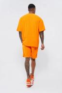 Mens Orange Oversized Striped Towelling T-Shirt