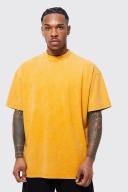 Mens Orange Oversized Wash Effect T-Shirt