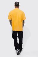 Mens Orange Oversized Wash Effect T-Shirt
